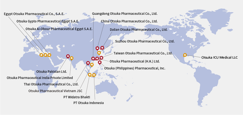 Otsuka Group Active Regions and its IV Business map