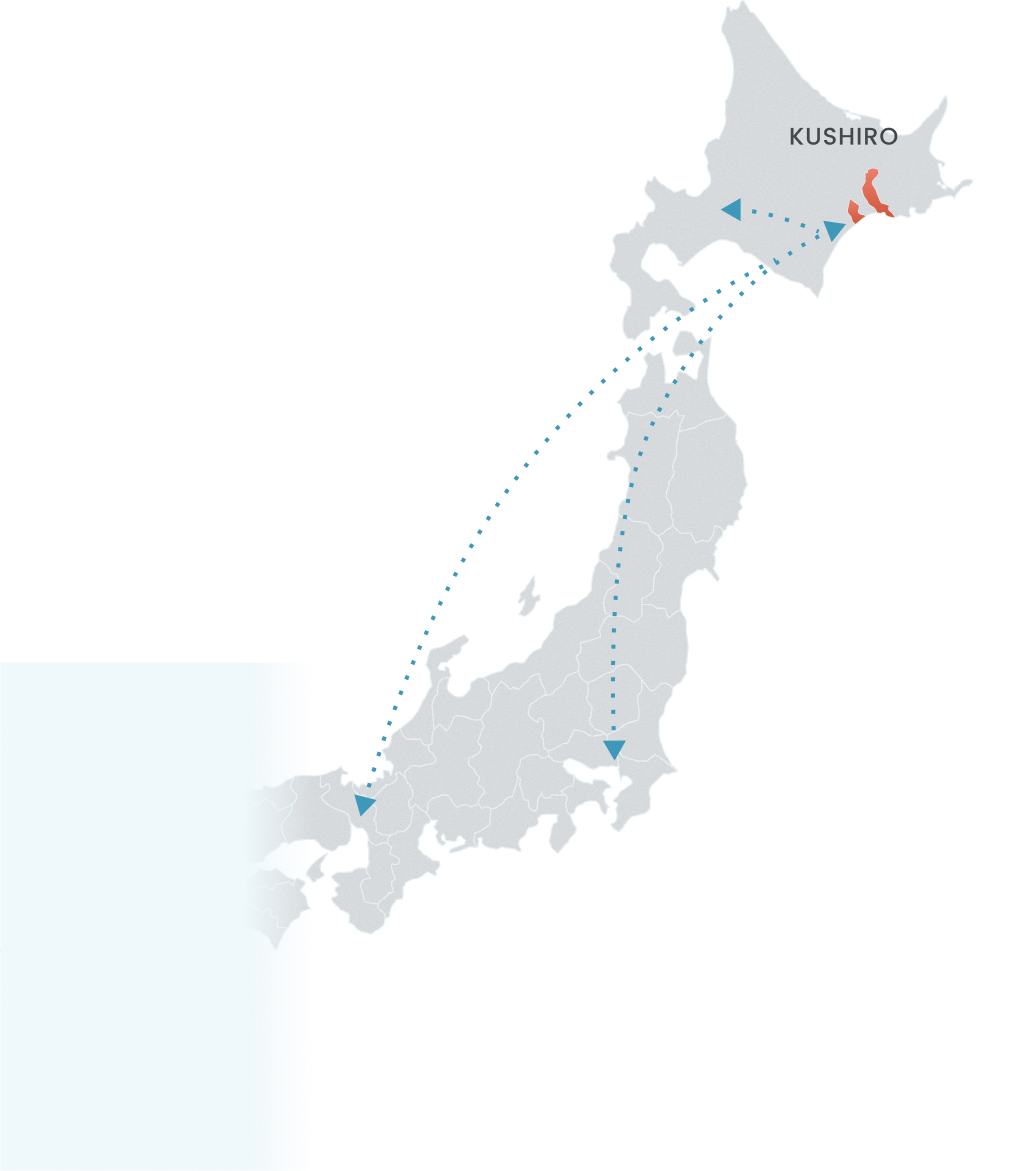 釧路から各都市へのアクセスマップ
